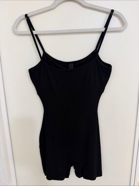 Skims Ribbed Modal Cotton Spandex Blend Onesie with Built in Mesh Bra | S